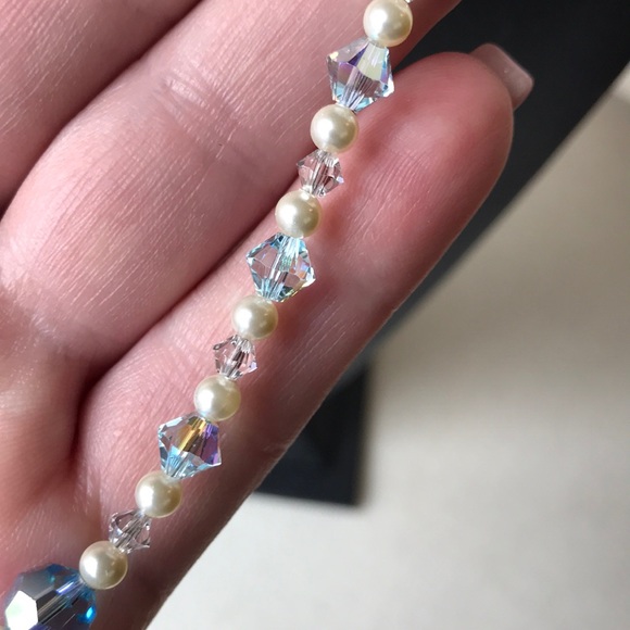 14k solid gold clasp w/genuine Swarovski crystals & Swarovski pearls - Picture 7 of 7